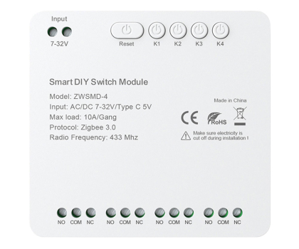 Inteligentny sterownik Avatto 4-kanałowy moduł przełącznika ZigBee ZWSMMD-4-32V